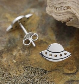 Sterling Silver Ufo Post Earrings 6x11mm