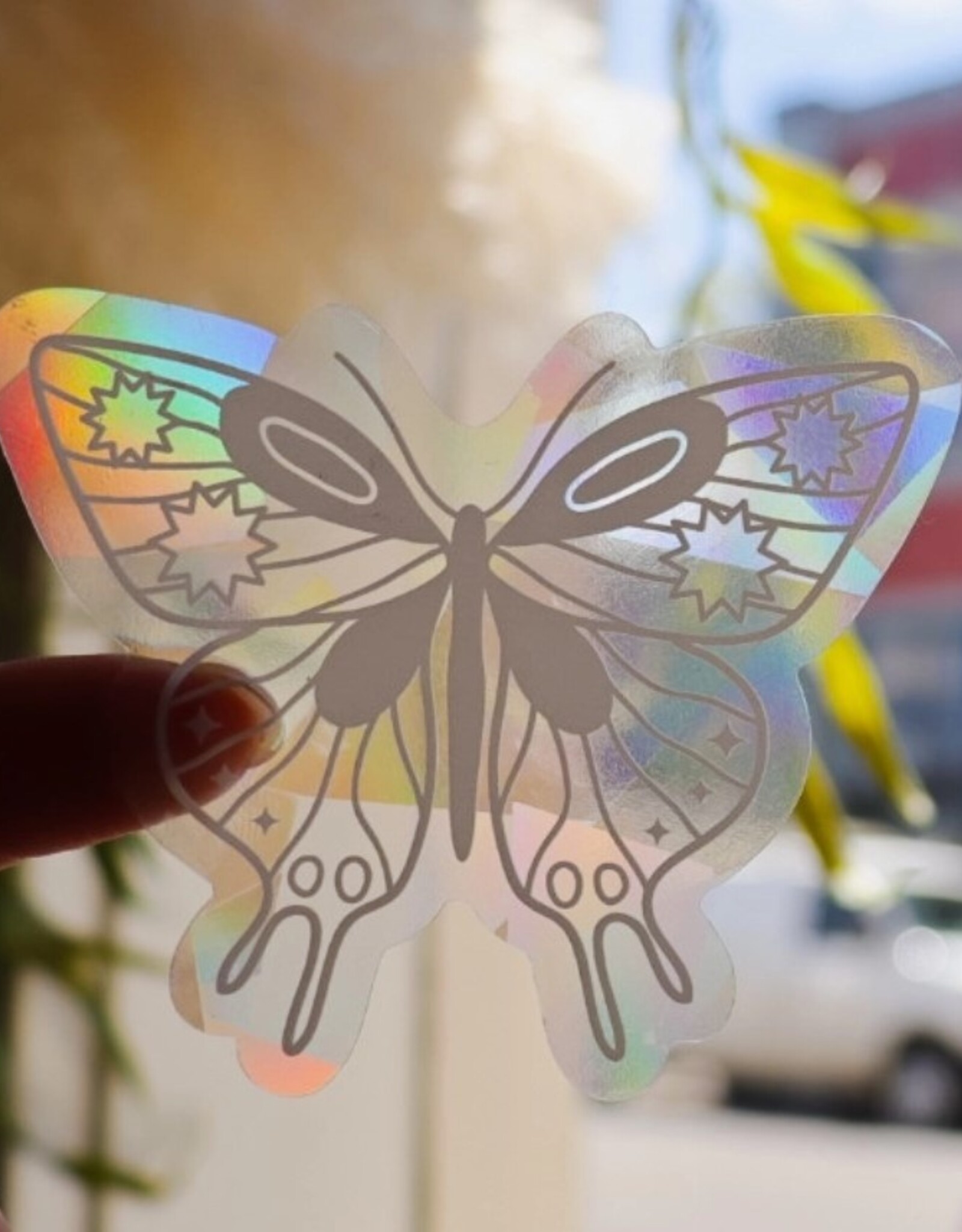 White Moth Butterfly Mini Suncatcher Sticker
