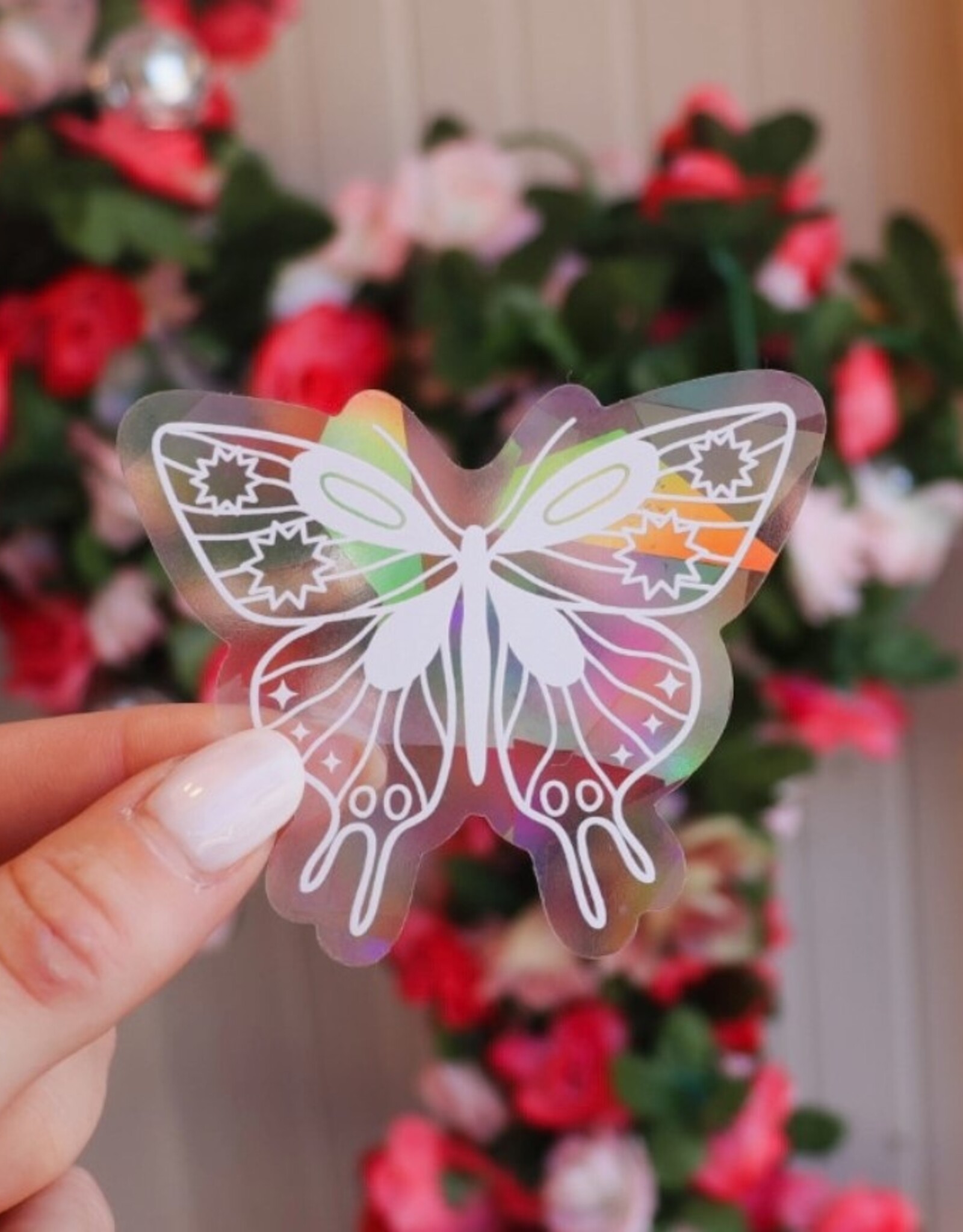 White Moth Butterfly Mini Suncatcher Sticker