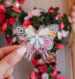 White Moth Butterfly Mini Suncatcher Sticker