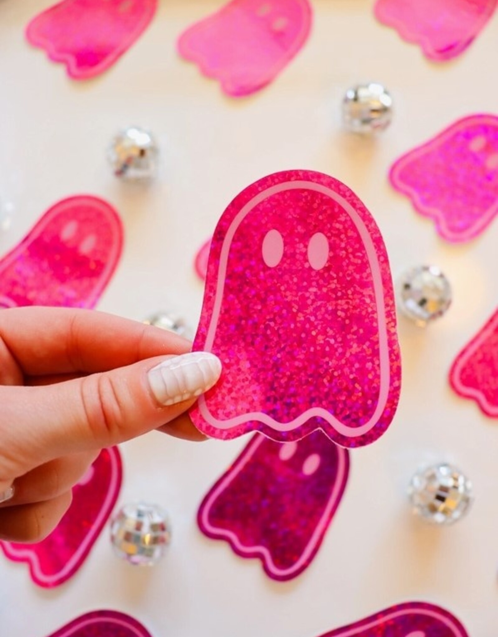 Pink Party Ghost Sticker