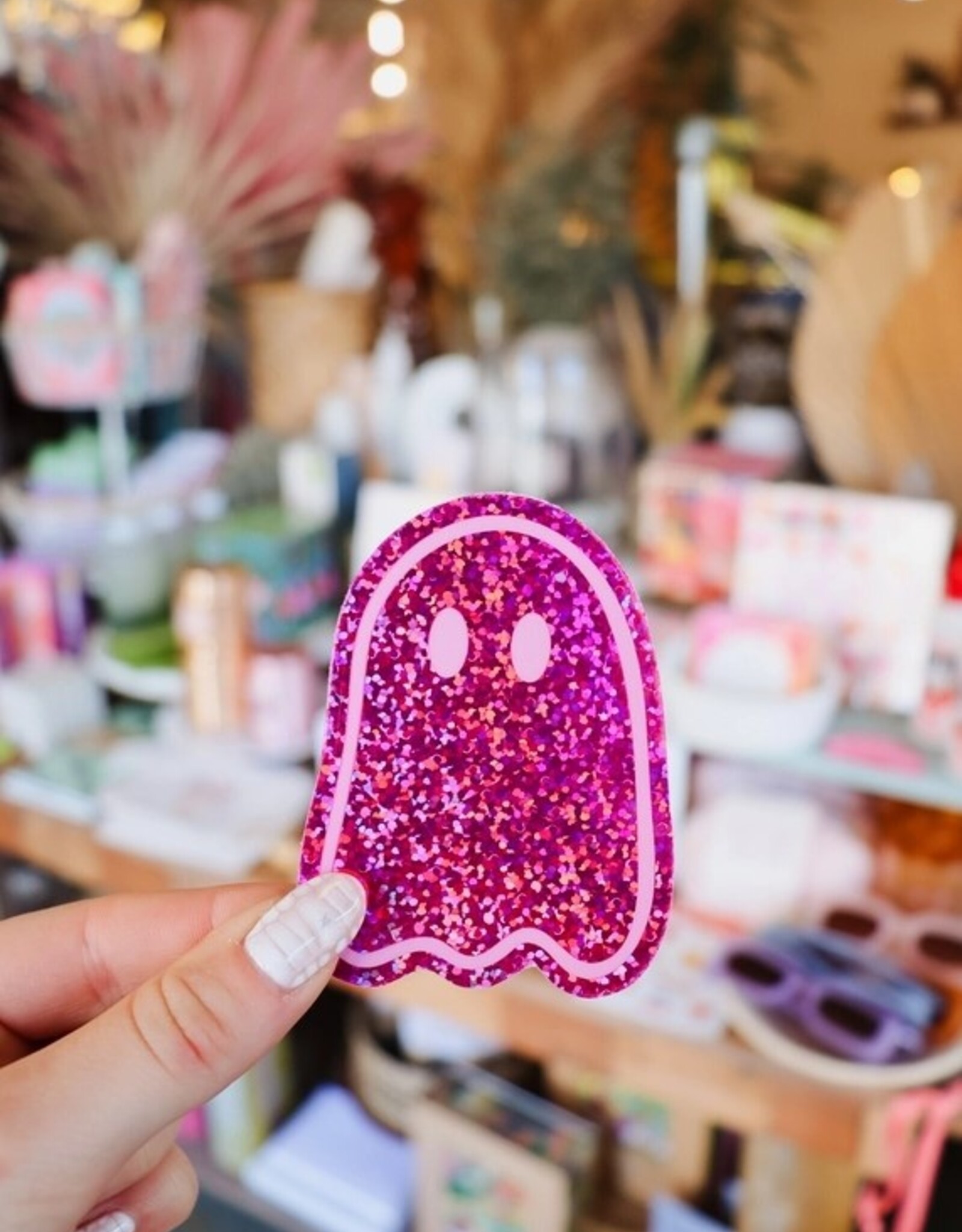 Pink Party Ghost Sticker