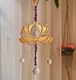 *Lotus Amethyst Wooden Suncatcher