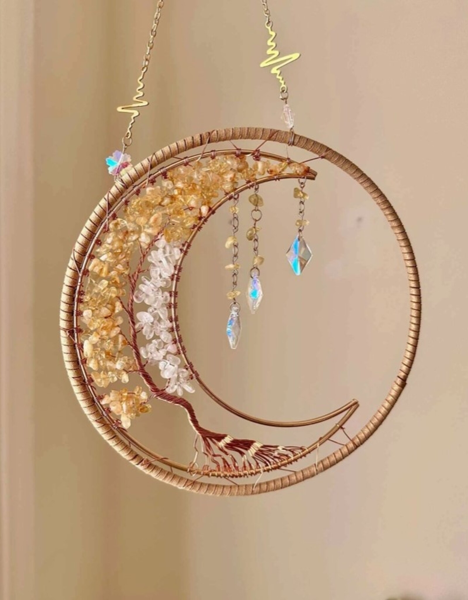 Tree of Wealth Citrine Suncatcher - Abundance Gemstones
