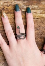 -Black Birthstone Snake Ring - Goth Ring - Witchy Jewelry |