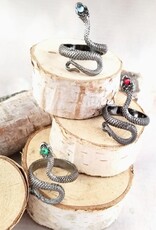 -Black Birthstone Snake Ring - Goth Ring - Witchy Jewelry |
