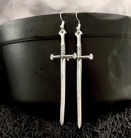 Sterling Silver Birthstone Sword Earrings - Witchy Earrings | No Gemstone | Nickel Free