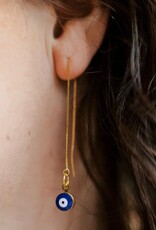 Gold Evil Eye Threader Earrings | Rope Threader