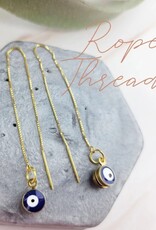Gold Evil Eye Threader Earrings | Rope Threader