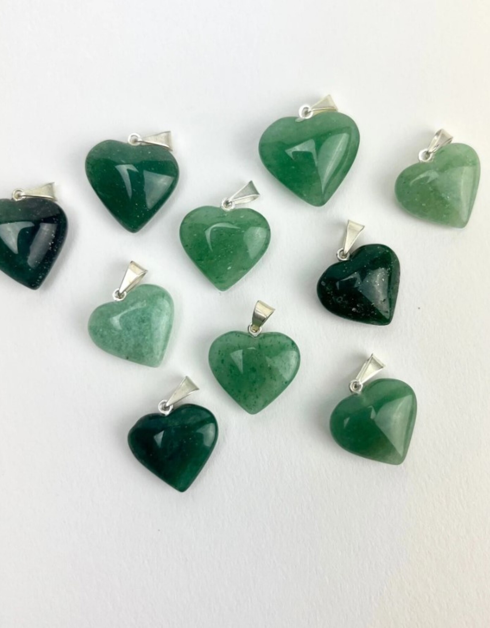 Mini Heart Pendants | Brazil | 17-18mm | Green Aventurine