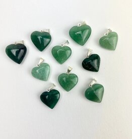 Mini Heart Pendants | Brazil | 17-18mm | Green Aventurine
