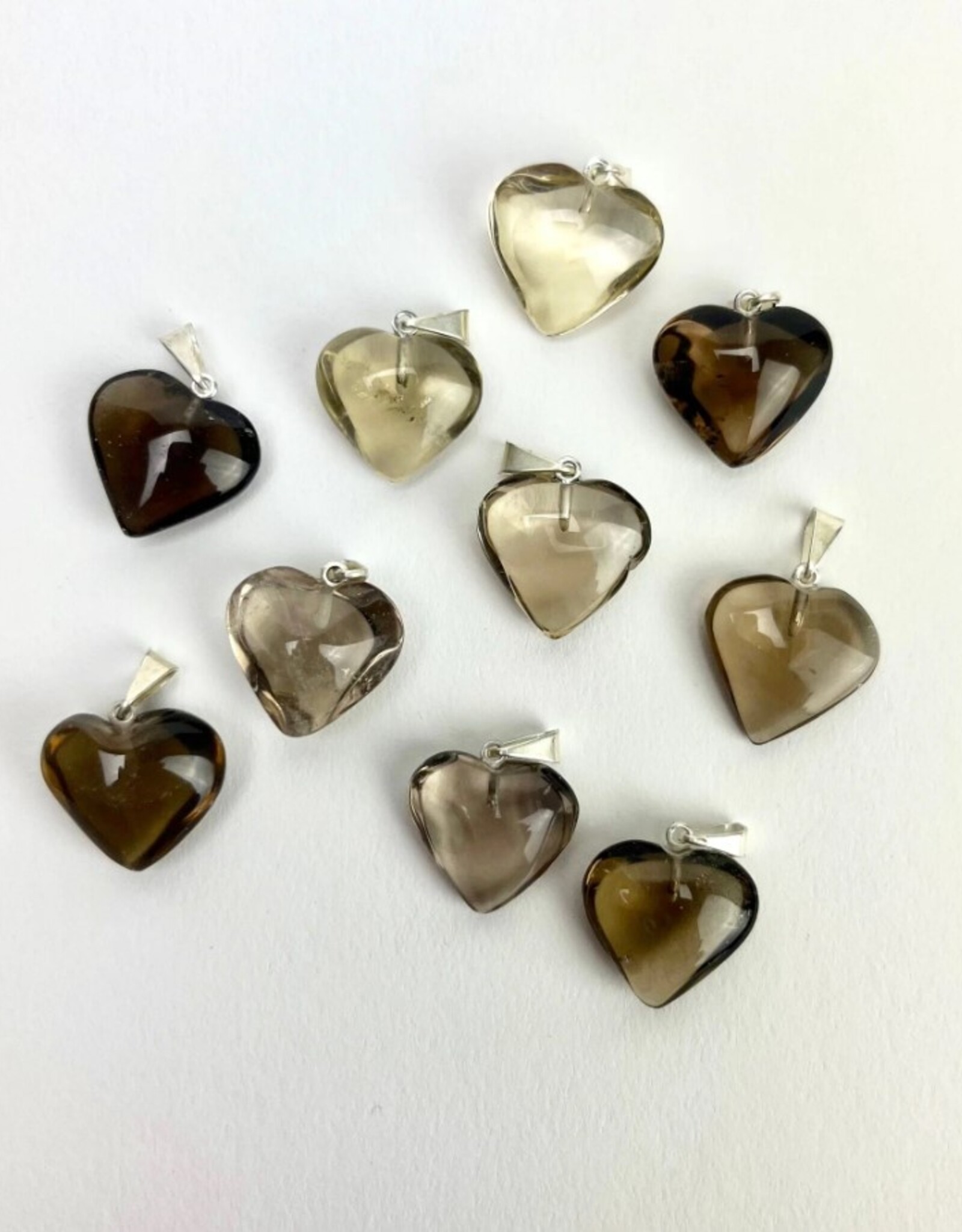 Mini Heart Pendants | Brazil | 17-18mm | Smoky Citrine