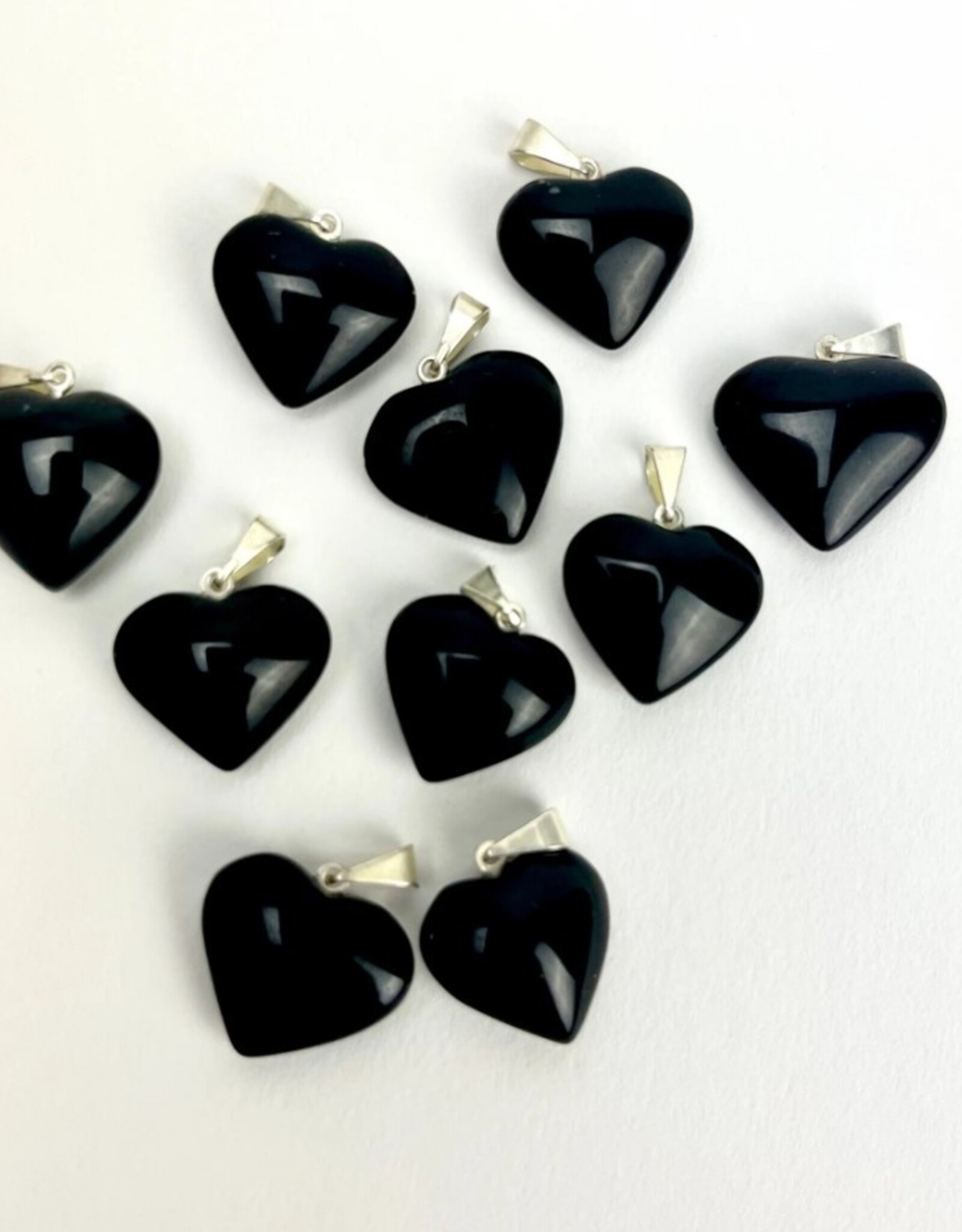Mini Heart Pendants | Brazil | 17-18mm | Obsidian