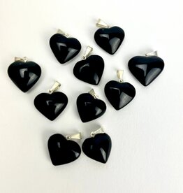 Mini Heart Pendants | Brazil | 17-18mm | Obsidian