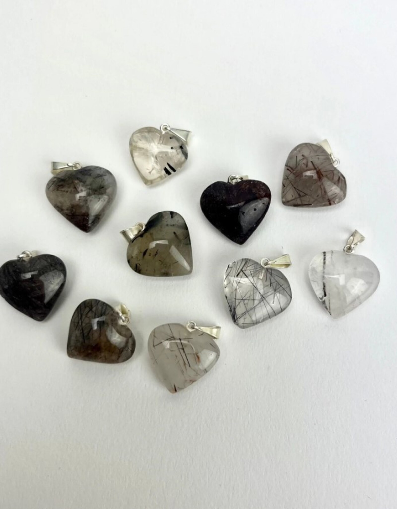 Mini Heart Pendants | Brazil | 17-18mm | Rutiliated Quartz