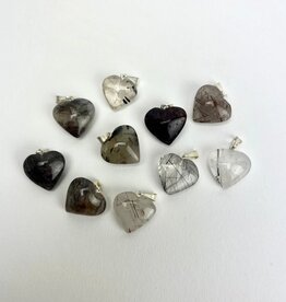 Mini Heart Pendants | Brazil | 17-18mm | Rutiliated Quartz