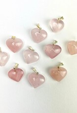 Mini Heart Pendants | Brazil | 17-18mm | Rose Quartz