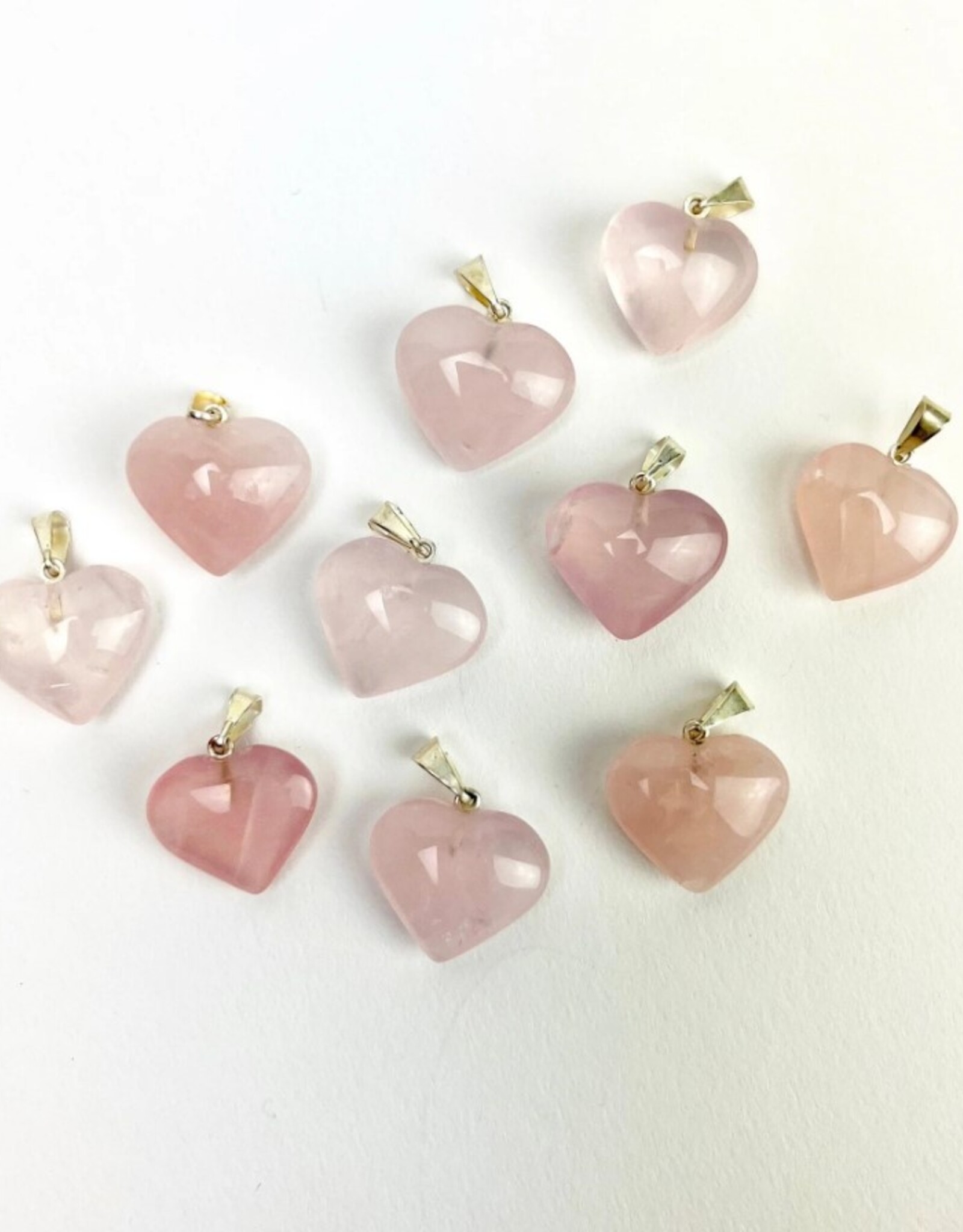Mini Heart Pendants | Brazil | 17-18mm | Rose Quartz