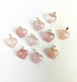 Mini Heart Pendants | Brazil | 17-18mm | Rose Quartz