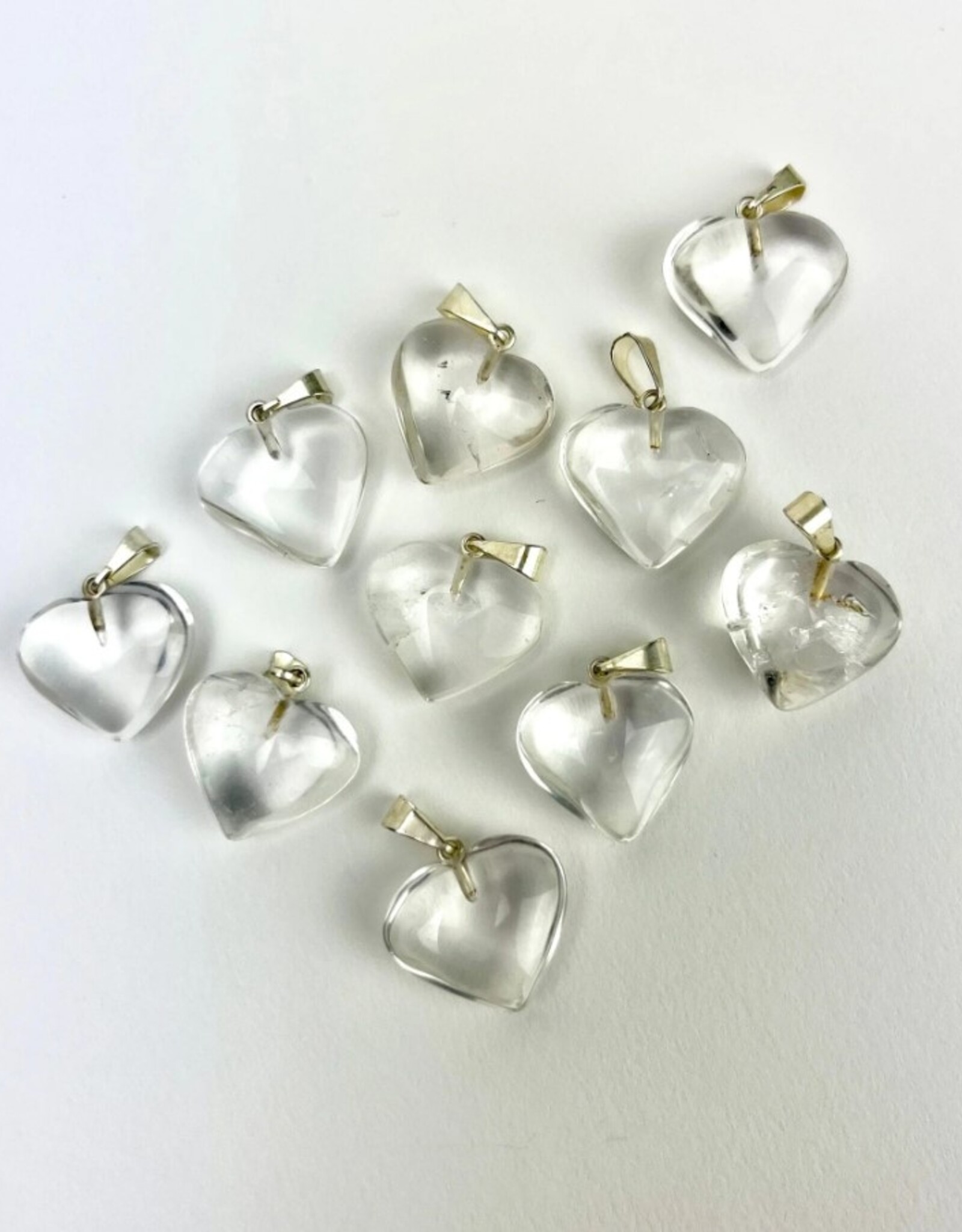 Mini Heart Pendants- Clear Quartz