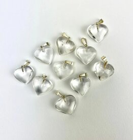 Mini Heart Pendants- Clear Quartz