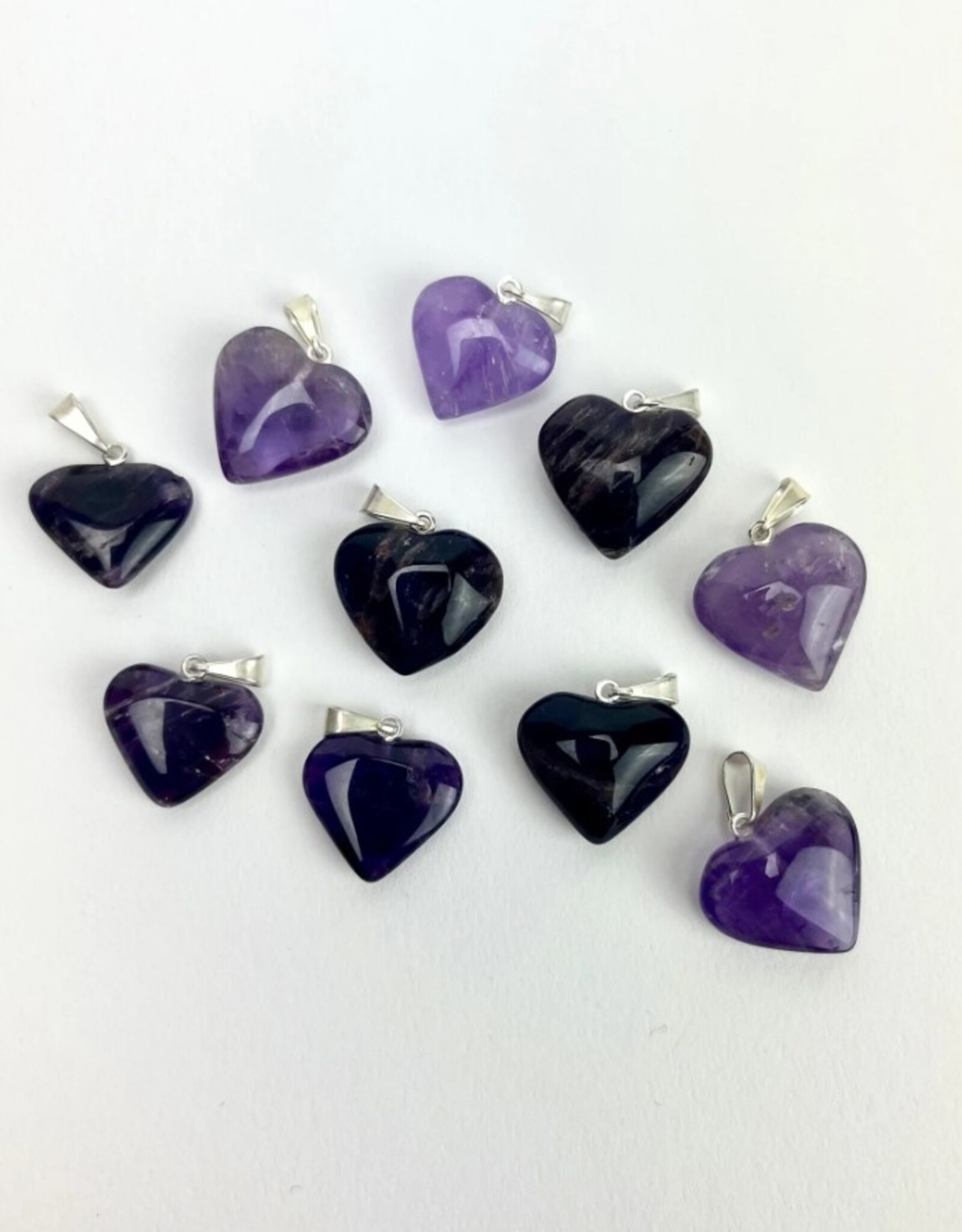 Mini Heart Pendants | Brazil | 17-18mm | Amethyst