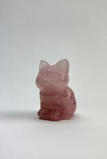 Mini Carved Crystal Cat | 35mm | Rose Quartz