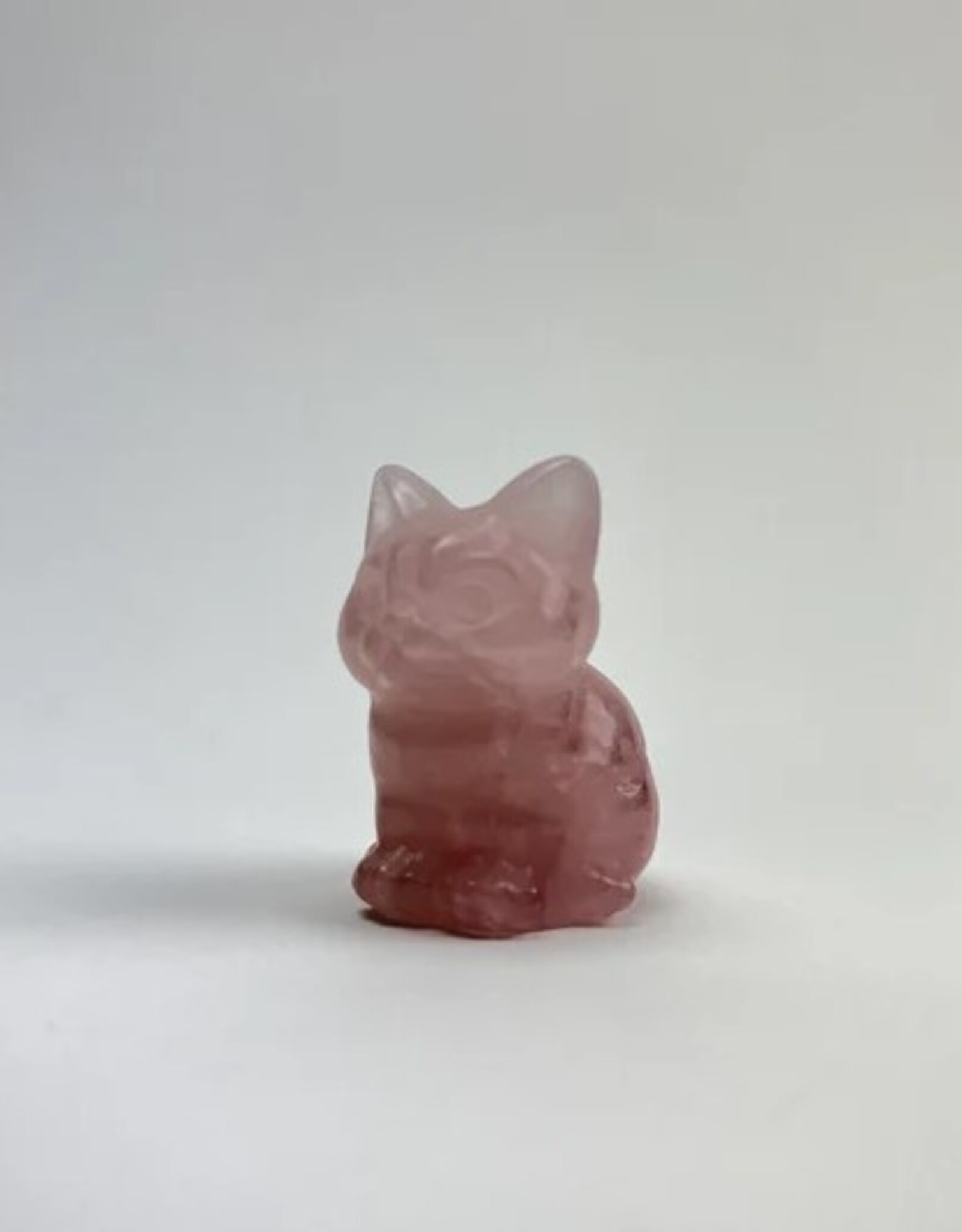 Mini Carved Crystal Cat | 35mm | Rose Quartz