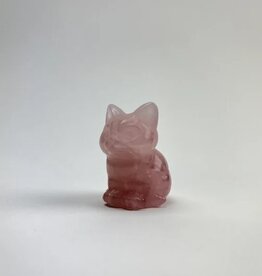 Mini Carved Crystal Cat | 35mm | Rose Quartz