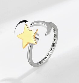 *Moon Star Anxiety Fidget Spinner Ring in Solid Copper | Silver