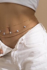 *Gold Crystal Bead Waist Belly Chain in Solid Copper, Crystal | Gold