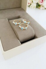 White Evil Eye Ring, Adjustable Greek Evil Eye Ring