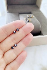 Navy Blue Evil Eye Earrings, Gold Silver Stud Earrings, Dainty Evil Eye Jewelry |