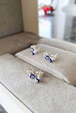Navy Blue Evil Eye Earrings, Gold Silver Stud Earrings, Dainty Evil Eye Jewelry |