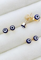 Navy Blue Evil Eye Earrings, Gold Silver Stud Earrings, Dainty Evil Eye Jewelry |