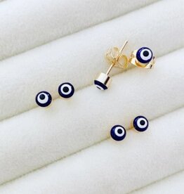 Navy Blue Evil Eye Earrings, Gold Silver Stud Earrings, Dainty Evil Eye Jewelry |
