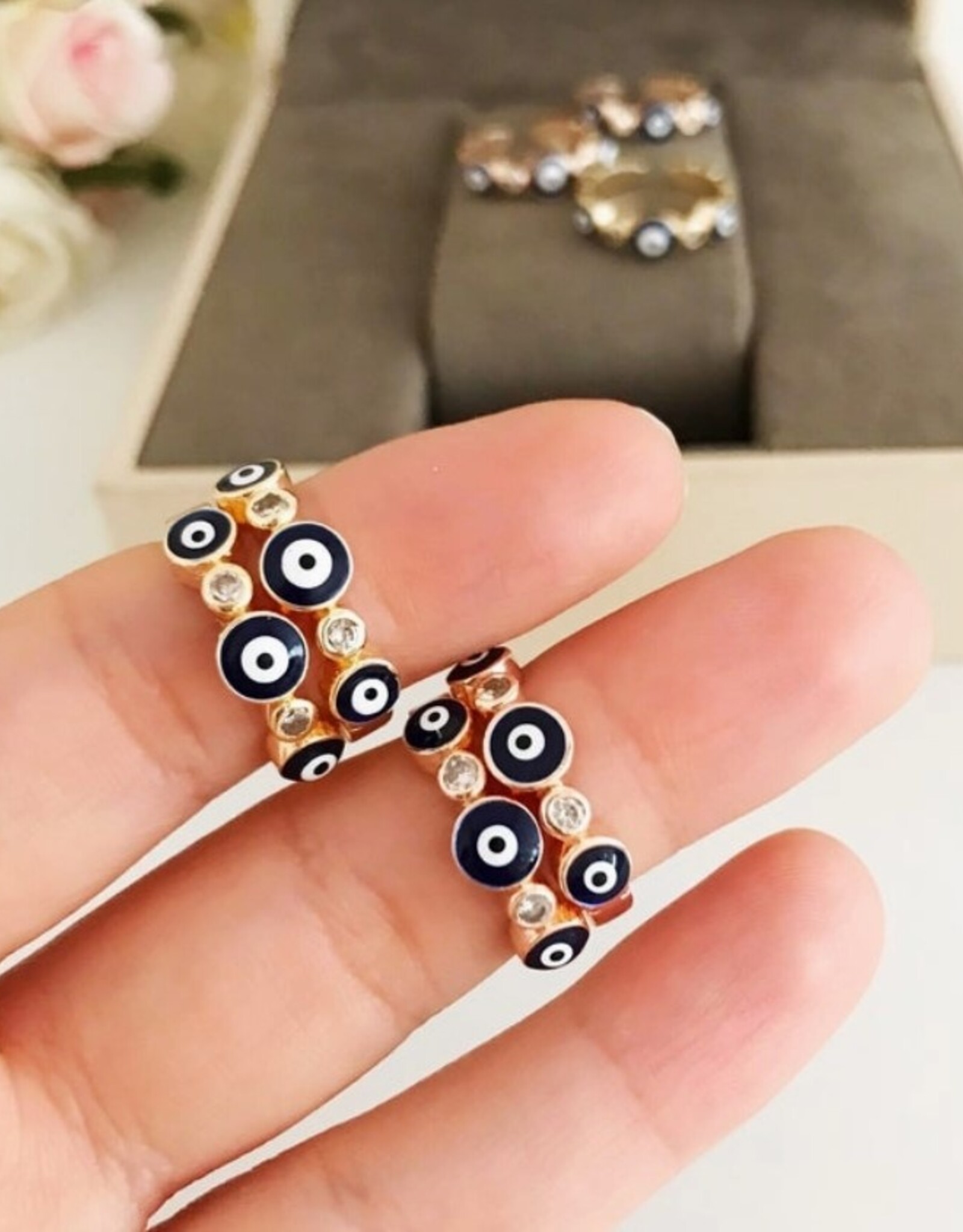 Greek Blue Evil Eye Ring | Gold