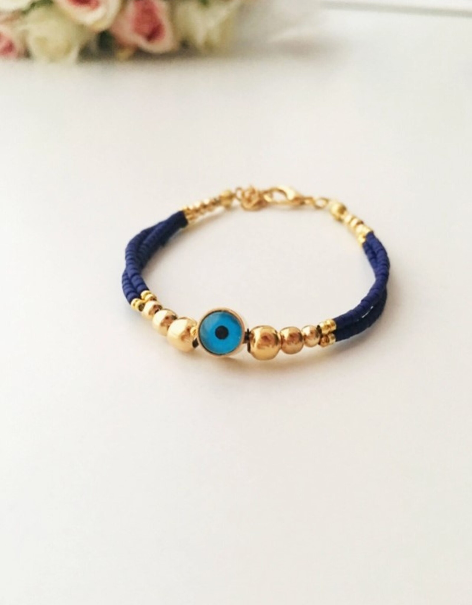 Blue Evil Eye Bracelet, Seed Beads Bracelet, Evil Eye Charm Bracelet