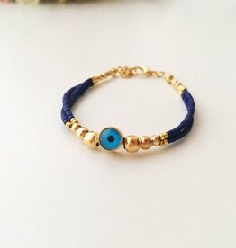 Blue Evil Eye Bracelet, Seed Beads Bracelet, Evil Eye Charm Bracelet