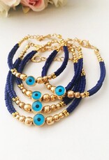 Blue Evil Eye Bracelet, Seed Beads Bracelet, Evil Eye Charm Bracelet Blue Evil Eye Bracelet, Seed Beads Bracelet, Evil Eye Charm Bracelet