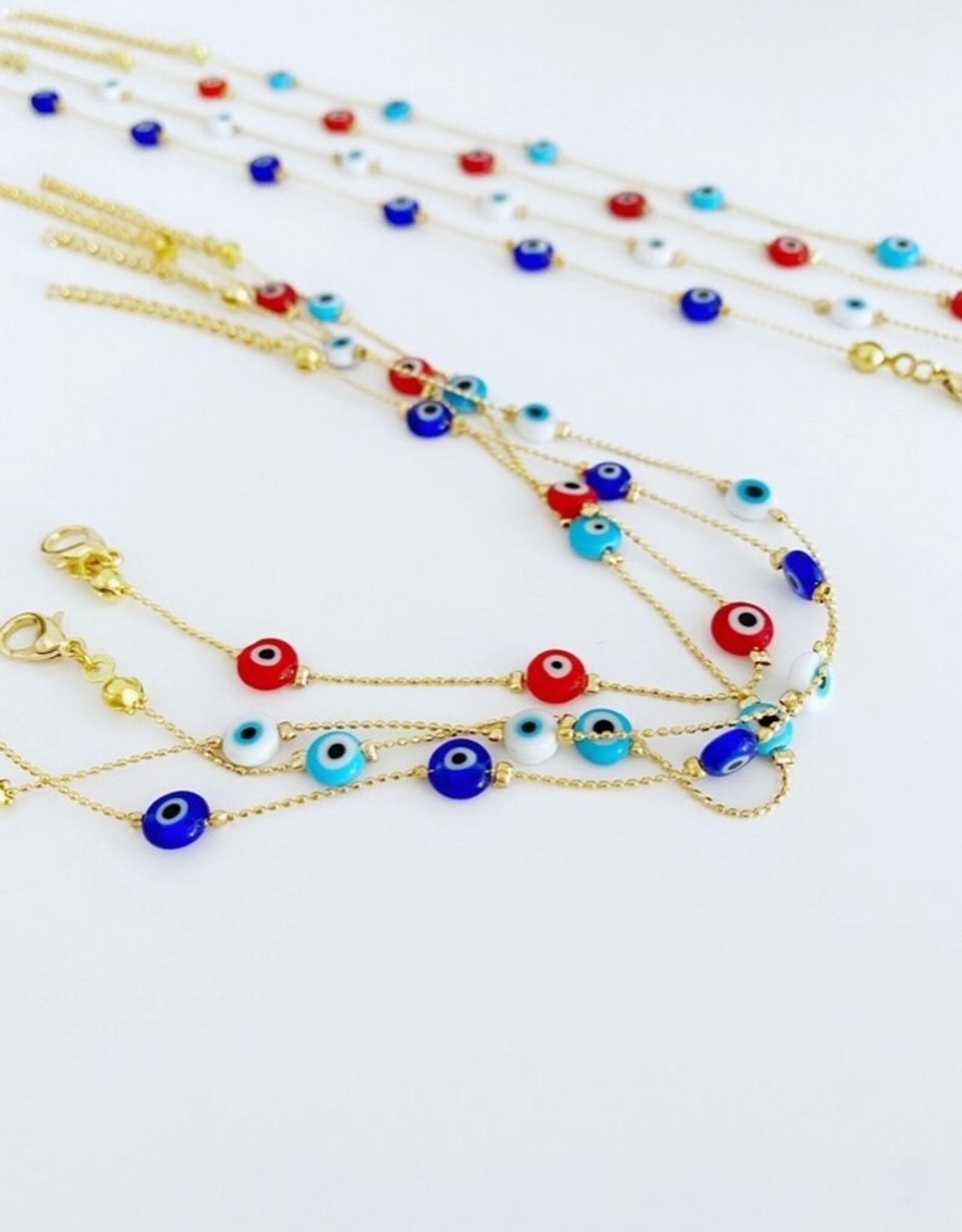 Tiny Evil Eye Anklet, Minimalist Evil Eye Ankle Bracelet | Blue