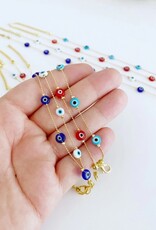 Tiny Evil Eye Anklet, Minimalist Evil Eye Ankle Bracelet | Blue Tiny Evil Eye Anklet, Minimalist Evil Eye Ankle Bracelet | Blue