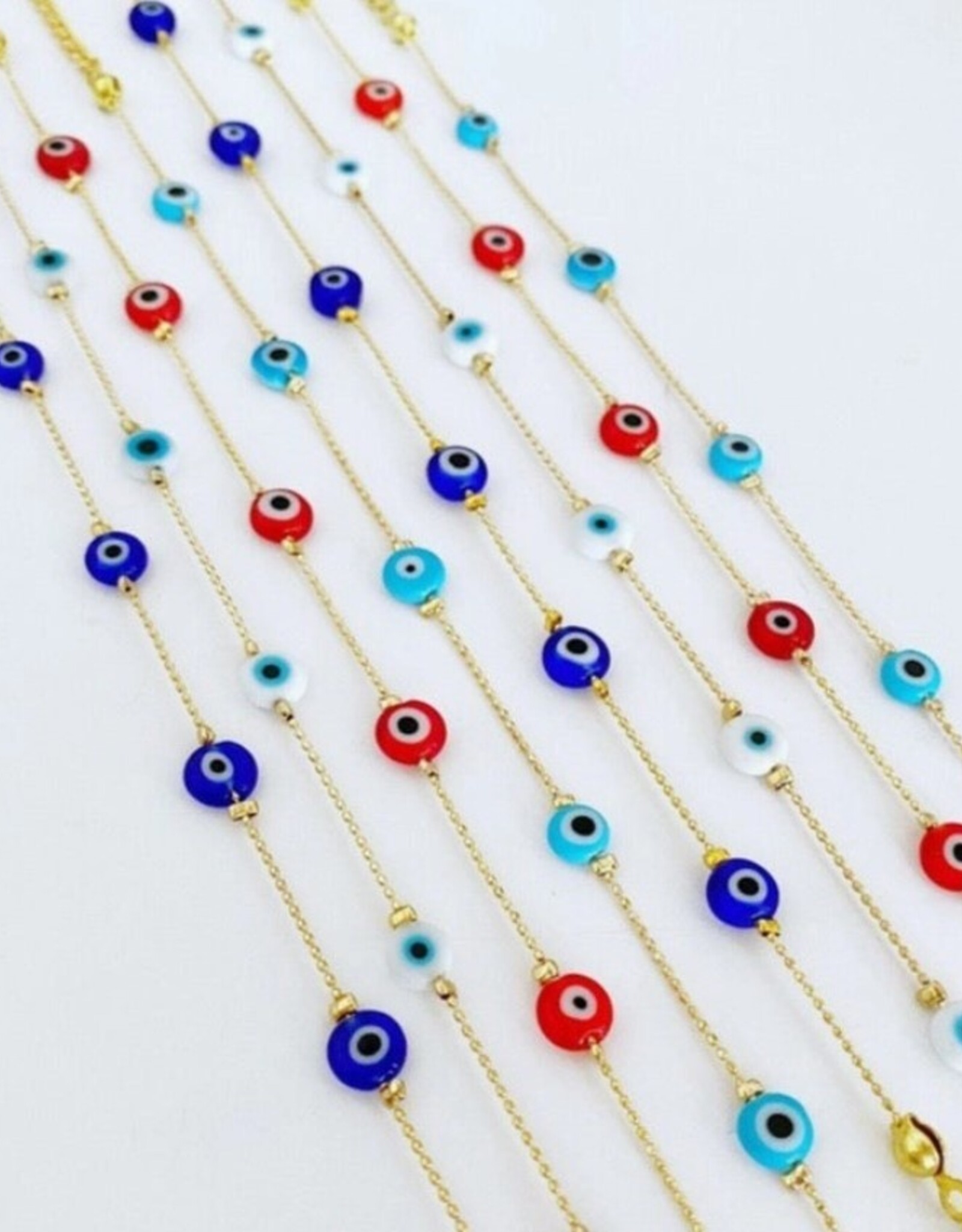 Tiny Evil Eye Anklet, Minimalist Evil Eye Ankle Bracelet | Blue