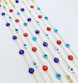 Tiny Evil Eye Anklet, Minimalist Evil Eye Ankle Bracelet | Blue