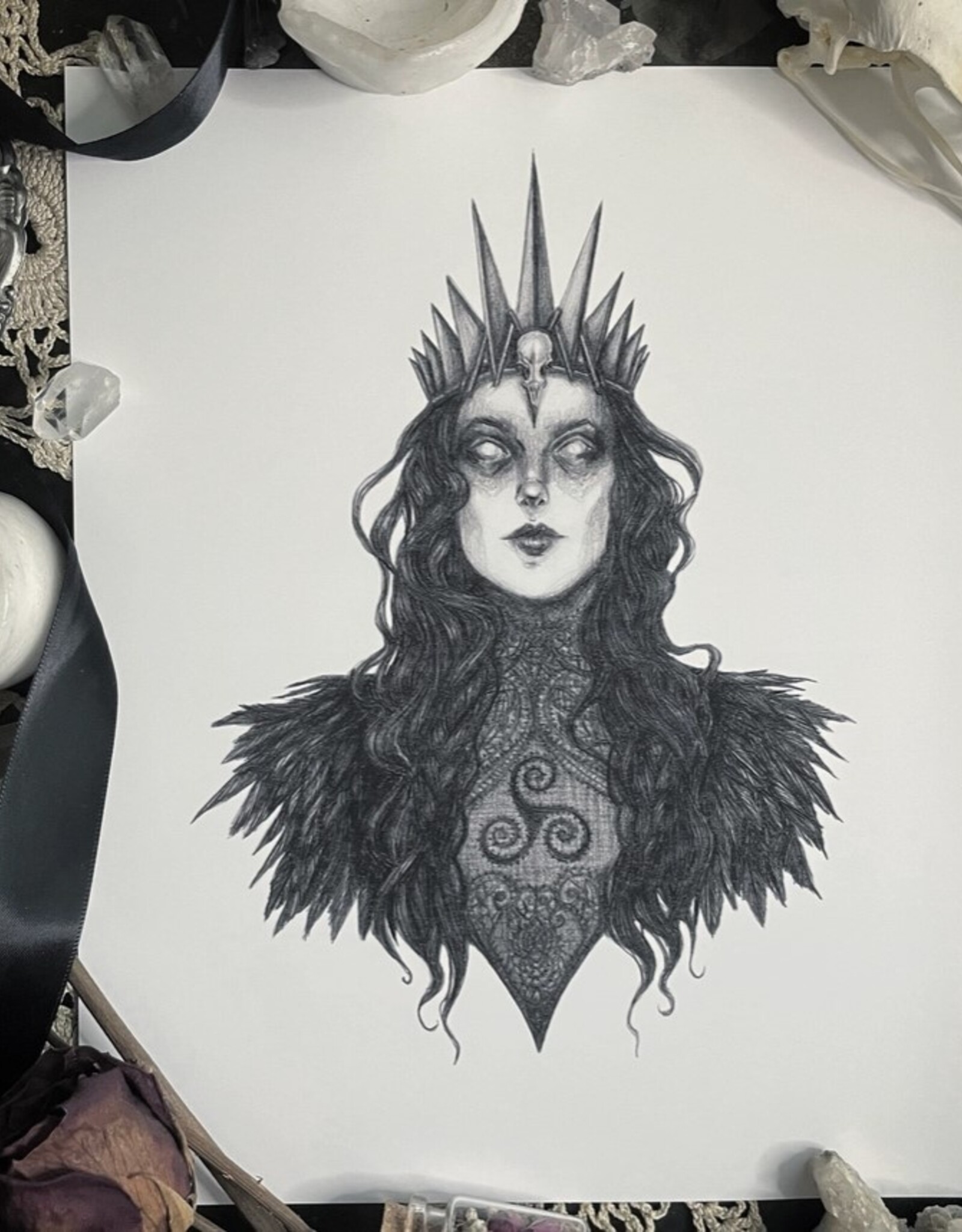 The Morrigan Fine Art Print - Celtic Goddess of War & Death 8x10