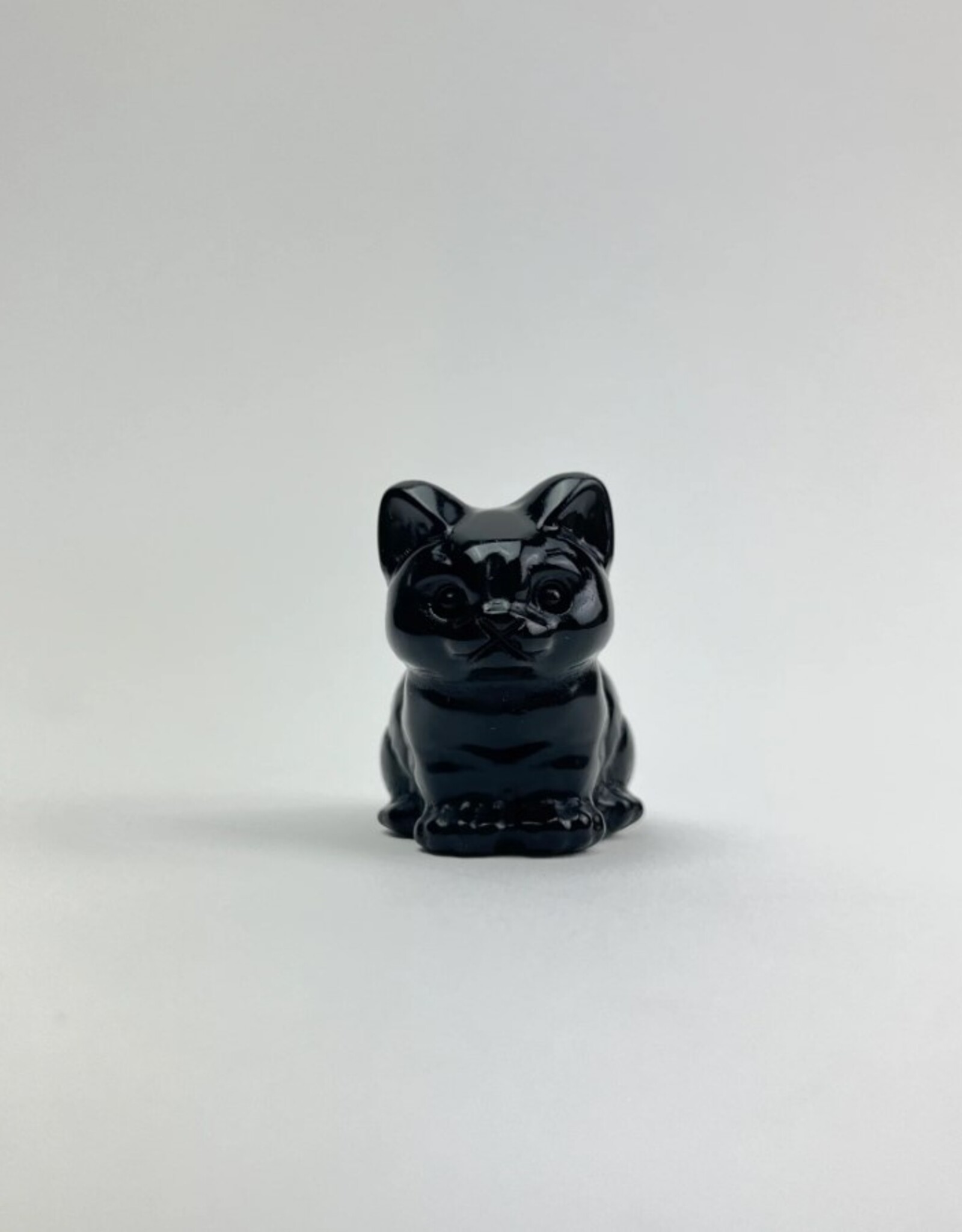 Mini Carved Crystal Cat | Black Obsidian | 35mm