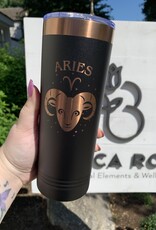 22oz Black/Rose Gold Skinny Tumbler w/ Lid |