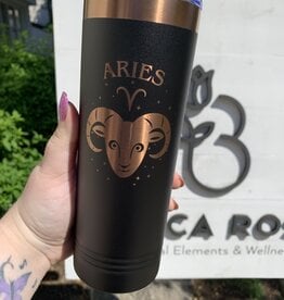 22oz Black/Rose Gold Skinny Tumbler w/ Lid |