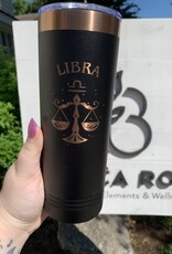 22oz Black/Rose Gold Skinny Tumbler w/ Lid |