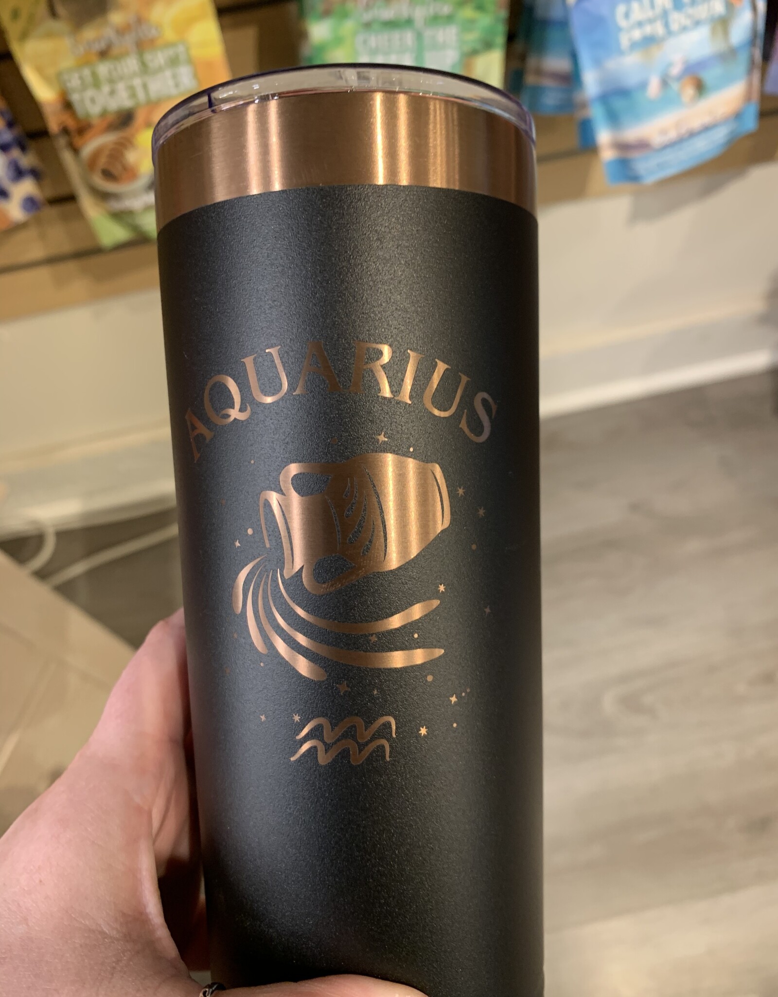 22oz Black/Rose Gold Skinny Tumbler w/ Lid |